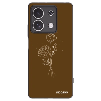 Picasee Μαύρη θήκη σιλικόνης για Xiaomi Redmi Note 13 4G - Brown flowers