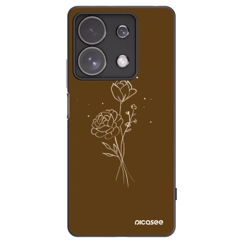 Picasee Μαύρη θήκη σιλικόνης για Xiaomi Redmi Note 13 Pro 4G - Brown flowers