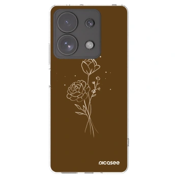 Picasee διαφανής θήκη σιλικόνης Xiaomi Redmi Note 13 Pro 4G - Brown flowers