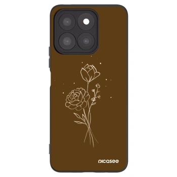 Picasee Μαύρη θήκη σιλικόνης για Honor X8b - Brown flowers