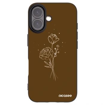 Picasee Μαύρη θήκη σιλικόνης για Apple iPhone 16 - Brown flowers