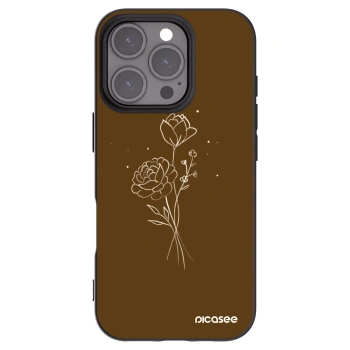 Picasee Μαύρη θήκη σιλικόνης για Apple iPhone 16 Pro - Brown flowers