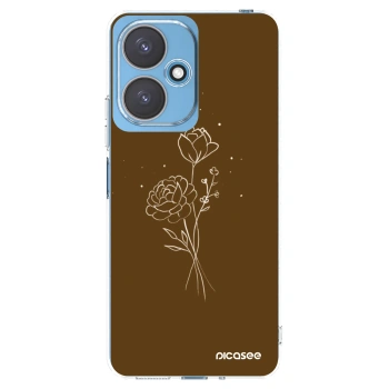 Picasee διαφανής θήκη σιλικόνης Xiaomi Redmi 13C 5G - Brown flowers