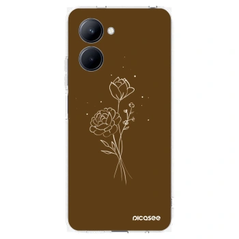 Picasee διαφανής θήκη σιλικόνης Realme C33 (2023) - Brown flowers