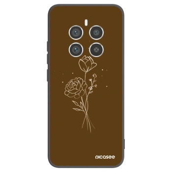 Picasee Μαύρη θήκη σιλικόνης για Realme 12 Pro 5G - Brown flowers