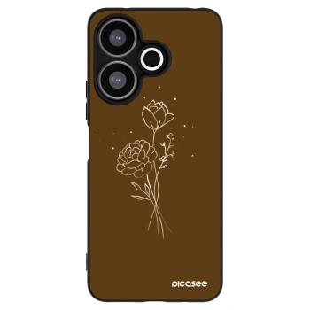 Picasee Μαύρη θήκη σιλικόνης για Xiaomi Redmi 13 4G - Brown flowers