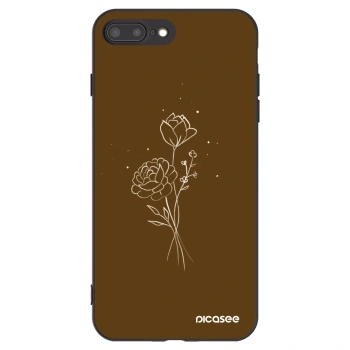 Picasee Μαύρη θήκη σιλικόνης για Apple iPhone 7 Plus - Brown flowers