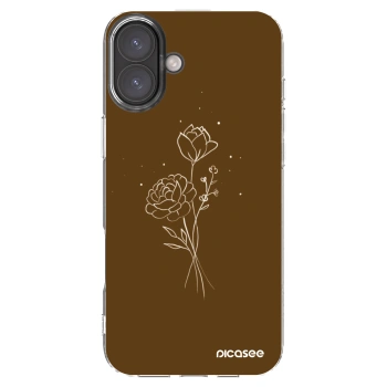 Picasee διαφανής θήκη σιλικόνης Apple iPhone 16 Plus - Brown flowers