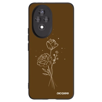 Picasee Μαύρη θήκη σιλικόνης για Honor 200 5G - Brown flowers