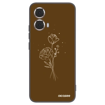 Picasee Μαύρη θήκη σιλικόνης για Motorola Moto G85 - Brown flowers