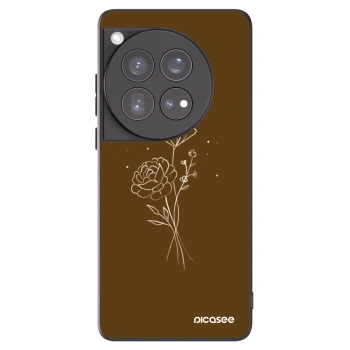 Picasee Μαύρη θήκη σιλικόνης για OnePlus 12 5G - Brown flowers