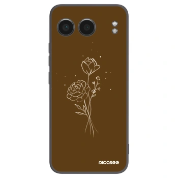 Picasee Μαύρη θήκη σιλικόνης για OnePlus Nord 4 - Brown flowers