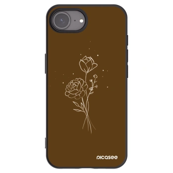 Picasee Μαύρη θήκη σιλικόνης για Apple iPhone 16e - Brown flowers