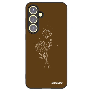Picasee Μαύρη θήκη σιλικόνης για Samsung Galaxy S24 FE S721B - Brown flowers