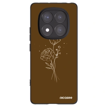 Picasee Μαύρη θήκη σιλικόνης για Xiaomi Redmi Note 14 Pro+ 5G - Brown flowers