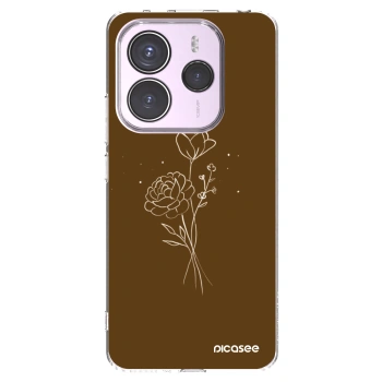 Picasee διαφανής θήκη σιλικόνης Xiaomi Redmi Note 14 5G - Brown flowers