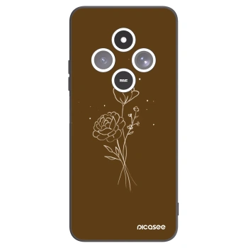 Picasee Μαύρη θήκη σιλικόνης για Xiaomi Redmi 14C - Brown flowers
