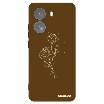 Picasee Μαύρη θήκη σιλικόνης για Xiaomi Poco X7 - Brown flowers