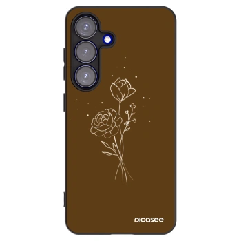 Picasee Μαύρη θήκη σιλικόνης για Samsung Galaxy S25 5G - Brown flowers
