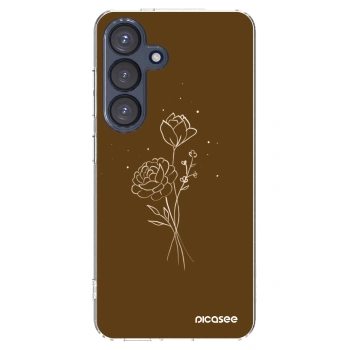 Picasee διαφανής θήκη σιλικόνης Samsung Galaxy S25 5G - Brown flowers