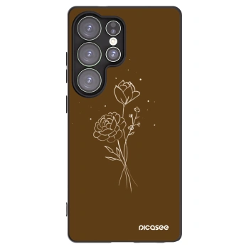 Picasee Μαύρη θήκη σιλικόνης για Samsung Galaxy S25 Ultra 5G - Brown flowers