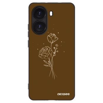 Picasee Μαύρη θήκη σιλικόνης για Xiaomi Poco X7 Pro 5G - Brown flowers