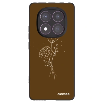Picasee Μαύρη θήκη σιλικόνης για Xiaomi Redmi Note 14 Pro 4G - Brown flowers