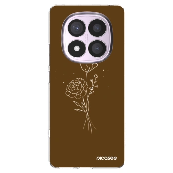 Picasee διαφανής θήκη σιλικόνης Xiaomi Redmi Note 14 Pro 4G - Brown flowers