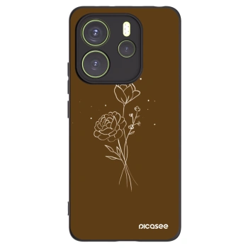 Picasee Μαύρη θήκη σιλικόνης για Xiaomi Redmi Note 14 4G - Brown flowers