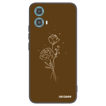 Picasee Μαύρη θήκη σιλικόνης για Motorola Moto G34 5G - Brown flowers