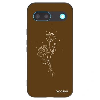 Picasee Μαύρη θήκη σιλικόνης για Google Pixel 8 - Brown flowers