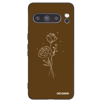 Picasee Μαύρη θήκη σιλικόνης για Google Pixel 8 Pro - Brown flowers