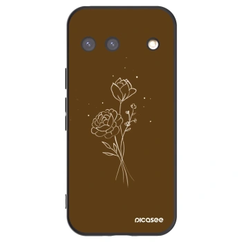 Picasee Μαύρη θήκη σιλικόνης για Google Pixel 9 - Brown flowers