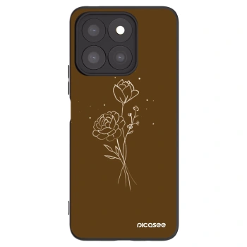 Picasee Μαύρη θήκη σιλικόνης για Honor X8c - Brown flowers