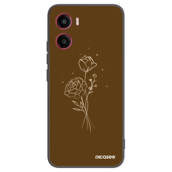 Picasee Μαύρη θήκη σιλικόνης για Motorola Moto G05 - Brown flowers