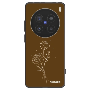 Picasee Μαύρη θήκη σιλικόνης για Vivo X200 Pro - Brown flowers