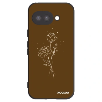 Picasee Μαύρη θήκη σιλικόνης για Google Pixel 9a - Brown flowers