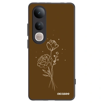 Picasee Μαύρη θήκη σιλικόνης για Vivo V50 Lite 5G - Brown flowers