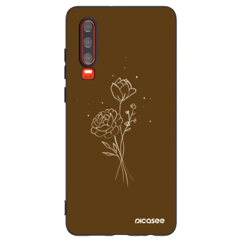Picasee Μαύρη θήκη σιλικόνης για Huawei P30 - Brown flowers