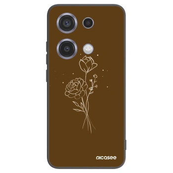 Picasee Μαύρη θήκη σιλικόνης για Xiaomi Redmi Note 14S - Brown flowers