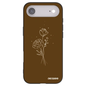 Picasee Μαύρη θήκη σιλικόνης για Apple iPhone Air - Brown flowers