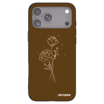Picasee Μαύρη θήκη σιλικόνης για Apple iPhone 17 Pro Max - Brown flowers