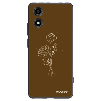 Picasee Μαύρη θήκη σιλικόνης για Motorola Moto E14 - Brown flowers