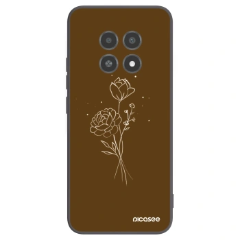 Picasee Μαύρη θήκη σιλικόνης για Realme 12X - Brown flowers