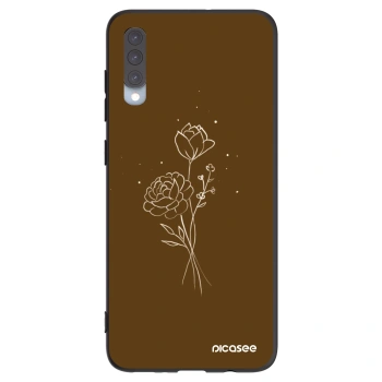 Picasee Μαύρη θήκη σιλικόνης για Samsung Galaxy A70 A705F - Brown flowers