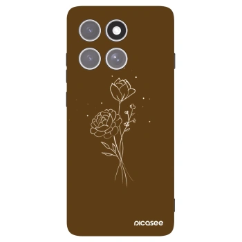 Picasee Μαύρη θήκη σιλικόνης για Motorola Edge 60 Pro - Brown flowers