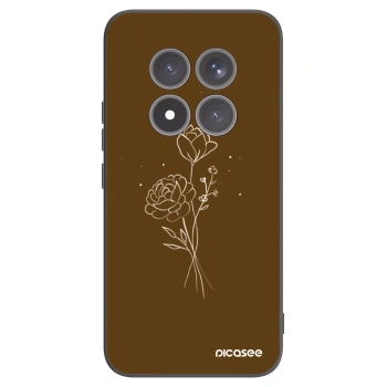 Picasee Μαύρη θήκη σιλικόνης για Xiaomi Redmi Note 15 Pro+ - Brown flowers