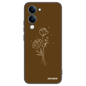 Picasee Μαύρη θήκη σιλικόνης για Vivo Y29s 5G - Brown flowers