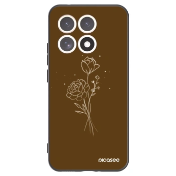 Picasee Μαύρη θήκη σιλικόνης για Xiaomi 15T - Brown flowers