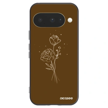 Picasee Μαύρη θήκη σιλικόνης για Google Pixel 10 - Brown flowers